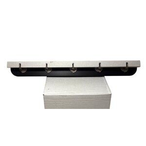 Ikea Coat Rack Sallskap Wall Mounted 5 Metal Hooks Modern Black 19.5" x 2.25"